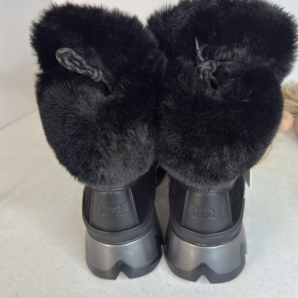 Cougar Black Faux Fur Ankle Booties - Picture 9 of 14